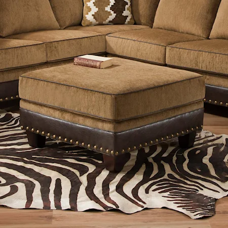 Traditional Cocktail Ottoman with Nailhead Trim